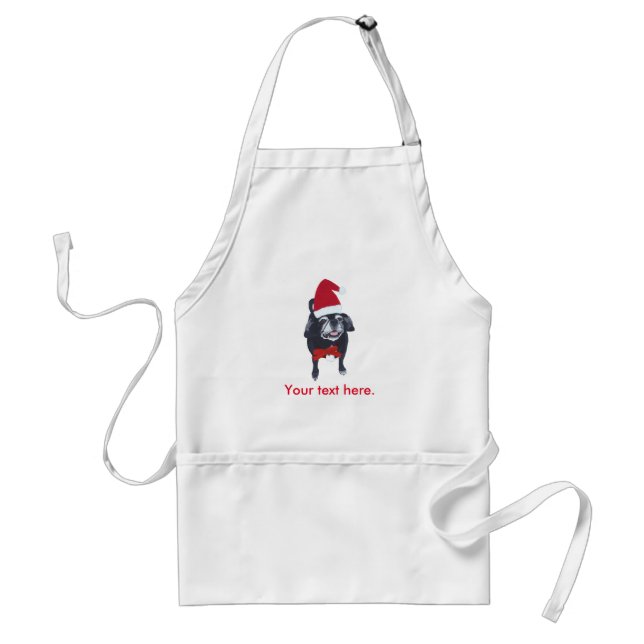 Avental Papais noeis Pug Dog Red Arco Seu Texto Aprons de  (Frente)