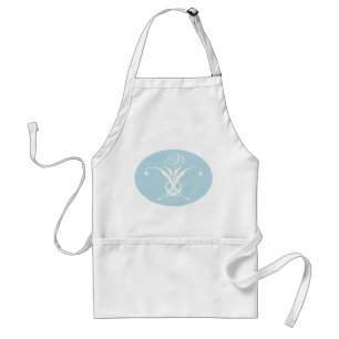 Avental Páscoa Azul de Pastel com Flor Branco