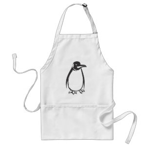 Avental Pássaro sério do pinguim de imperador em preto e