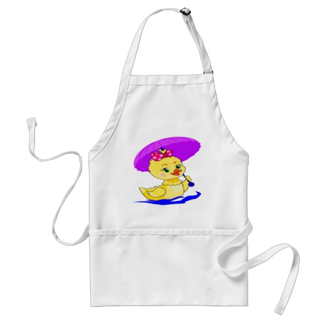 Avental Patinho com um guarda-chuva roxo (Frente)