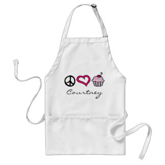 Avental Paz, amor & cupcakes! Adicione seu nome!