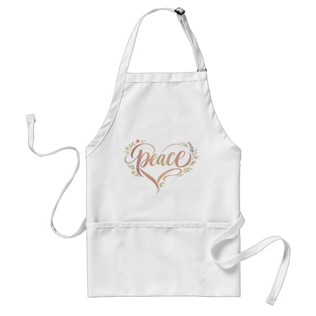 Avental Peace Heart Boho Hand Lettered (Frente)