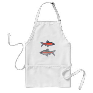 Avental Peixe Barb Tropical Vermelho e Cinza Aquático Exót