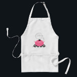 Avental personalizado da cozinha do cozinhar pote<br><div class="desc">Um avental da cozinha que caracteriza uma ilustração de um pote cor-de-rosa do cozinhar com tampa e punhos.  O pote está sentando-se em uma superfície preto e branco e tem o vapor vir da tampa.  Personalize com seu nome.</div>