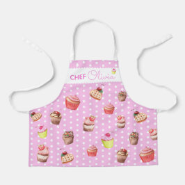 Avental Personalizado de Chef Cupcake Rosa Fofo co