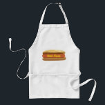 Avental personalizado do cachorro quente<br><div class="desc">Um avental que caracteriza uma ilustração de um hotdog liso em um bolo. Personalize com seu nome no amarelo como a mostarda. Artigos de harmonização Look for no Paperie de Jill!</div>