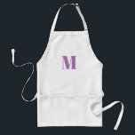 Avental Personalizar branco lilático lavanda inicial monog<br><div class="desc">Personalizar o monograma lavanda lilás branco-adulto inicial</div>