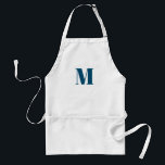 Avental Personalizar monograma azul-lacrimejo inicial bran<br><div class="desc">Personalizar monograma azul-lacrimejante branco Adulto</div>