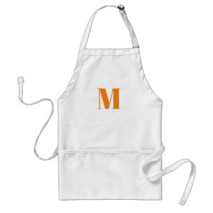 Avental Personalizar monograma branco laranja inicial