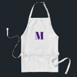 Avental Personalizar monograma inicial roxo violeta branco<br><div class="desc">Personalizar o monograma inicial branco violeta violeta violeta violeta</div>