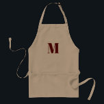 Avental Personalizar o monograma inicial branco de marrom-<br><div class="desc">Personalizar o monograma inicial de marrom branco-burro Adulto</div>