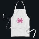 Avental Personalized pink name monogram apron for women<br><div class="desc">Personalized name monogram apron | Hot pink. Elegant monogrammed BBQ / kitchen apron for men, women and kids. Stylish script typography initial letter. Initialed Barbecue / baking aprons in khaki beige / standards white and yellow. Long and short version. Make one for mom, mother, wife, aunt, grandma, daughter, girlfriend etc....</div>