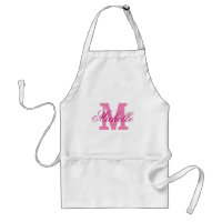 Personalized pink name monogram apron for women