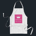 Avental Personalized pink princess crown apron for women<br><div class="desc">Personalized pink princess crown apron for women. Elegant cooking gift idea for her; mom,  mother,  girlfriend,  friend,  wife,  aunt,  grandma,  sister,  etc. Custom background color. Fancy typography for name. BBQ / Baking aprons in standard white,  khaki beige or yellow.</div>