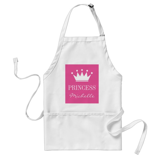 Avental Personalized pink princess crown apron for women (Frente)