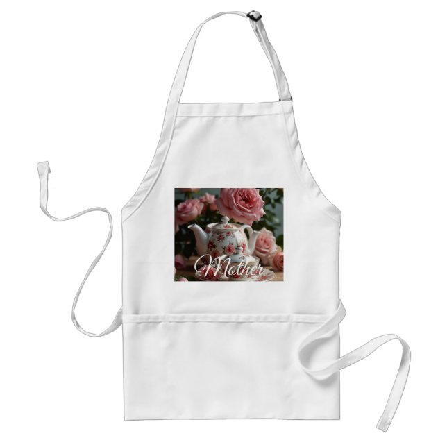 Avental Pink Cabbage Rose Tea Apron (Frente)