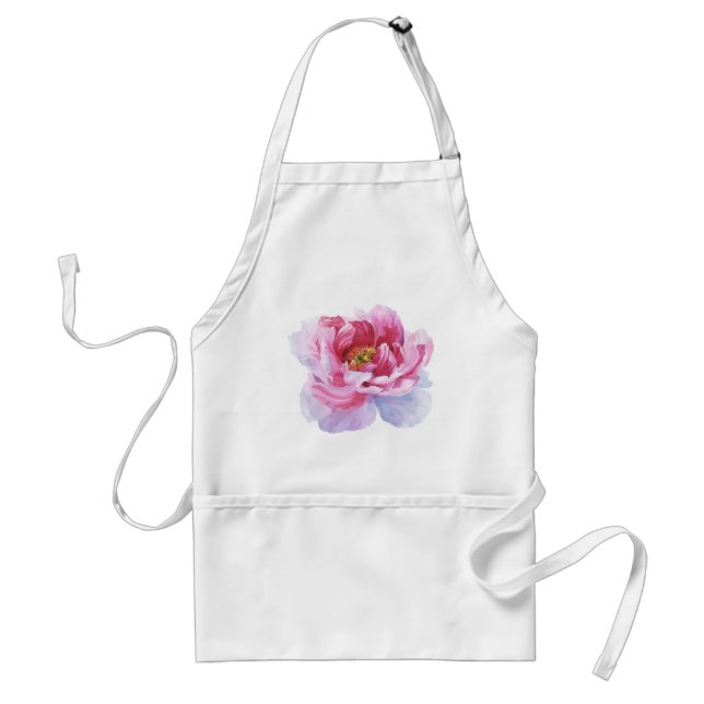Avental Pink Watercolor Peony Apron (Frente)