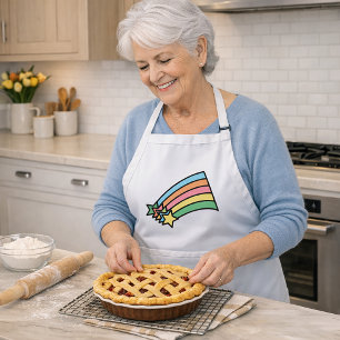 Avental Pintura de Estrela Cadente Arco-íris Pastel Retrô 