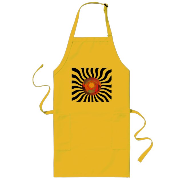 Avental Preto Branco Ondulado Amarelo Longo Geo Ce (Frente)