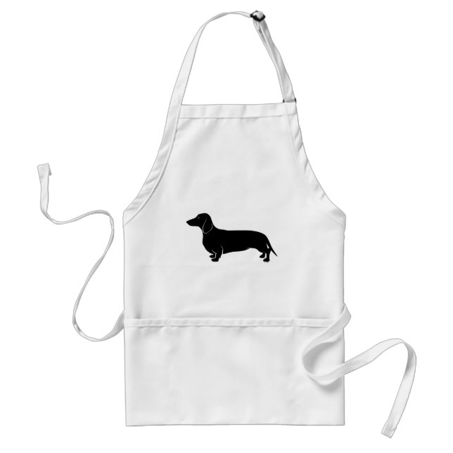 Avental Preto no Dachsund branco (Frente)