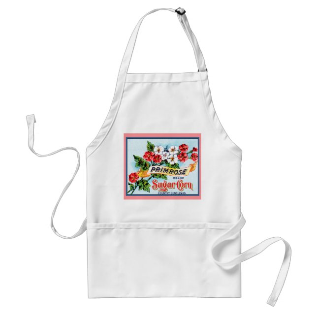 Avental Primrose Flowers Vintage Crate Label Art Apron (Frente)