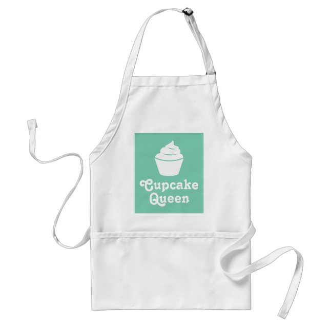 Avental rainha cupcake | Mint verde-baking apron para mãe (Frente)