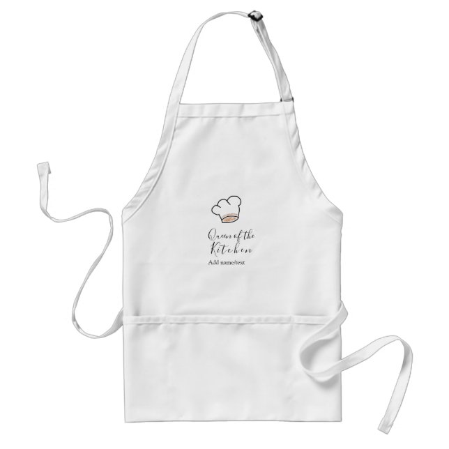 Avental Rainha da cozinha chef cozinhando adicionar nome c (Frente)
