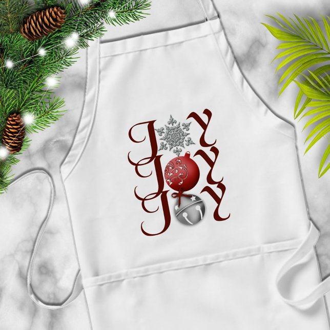 Avental Red Silver Christmas Joy Apron (Criador carregado)