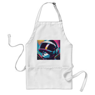 Avental Retrato de personagem futurista usando headset de