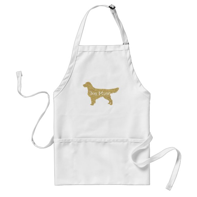 Avental Retriever de Ouro com Glitter Dourado | Mãe de cãe (Frente)