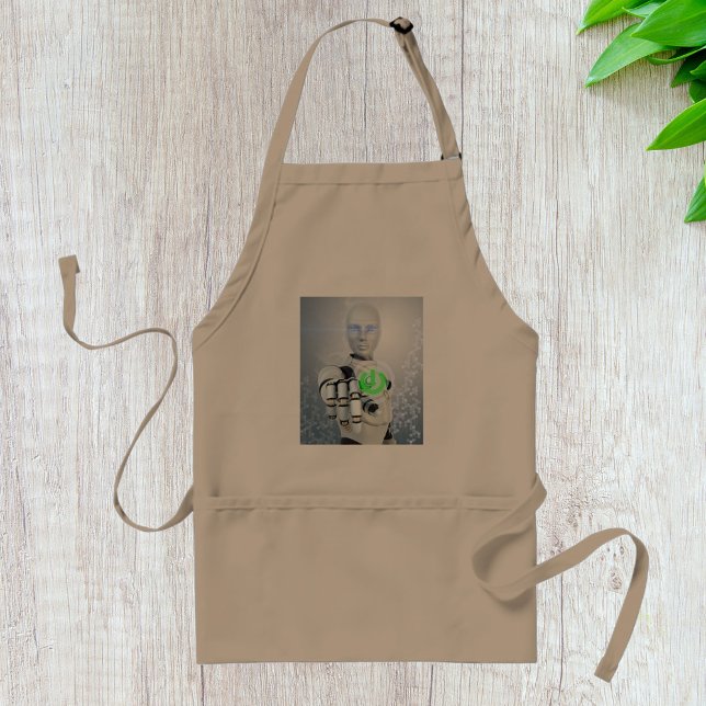 Avental Robô Empurrando Botão Liga/Desliga Segundo Fi Apro (Criador carregado)