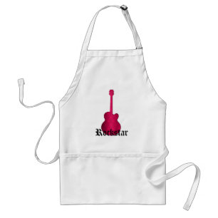 Avental Rockstar Damask Guitar Apron, Magenta