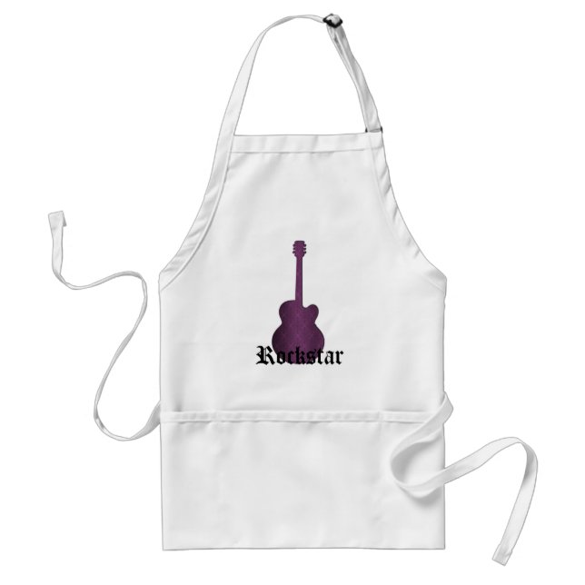 Avental Rockstar Damask Guitar Apron, Roxo (Frente)