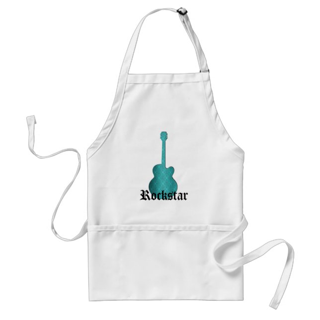 Avental Rockstar Damask Guitar Apron, Turquesa (Frente)