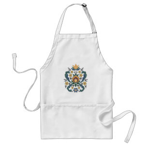 Avental Rosemaling Dourado Floral