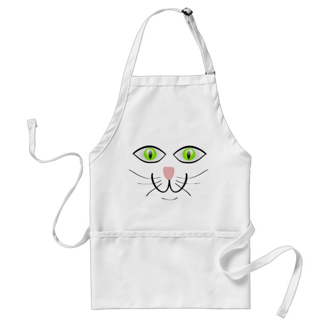 Avental Rosto Gato Bonito em Branco (Frente)