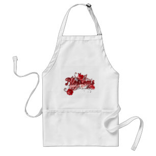Avental Ruby Red Script Blossoms