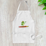 Avental Sapo de surfe Vestindo óculos de sol<br><div class="desc">Um sapo surfando engraçado acenando e vestindo óculos de sol. Esta design parece realmente eficaz nestes Apron</div>
