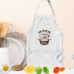 Avental Season All with Love<br><div class="desc">Season Tudo com amor 💝. É uma design romântica engraçada com corações ☕ cor de café. *** Season All with Love ❤️ Oven Mitt & Pote Holset: https://www.zazzle.com/season_everything_with_love_oven_mitt_pot_holder_set-256590369573829047 *** Maravilhas Inspiradas Na Cozinha, Planejador de Wish Warm: https://www.zazzle.com/kitchen_inspired_wavy_wonders_warm_wishes_planner-256972214735249466 *** Season All With Love Purple, Personalised Mug: https://www.zazzle.com/season_everything_with_love_purple_personalized_mug-256218983106673862 *** Season All With...</div>