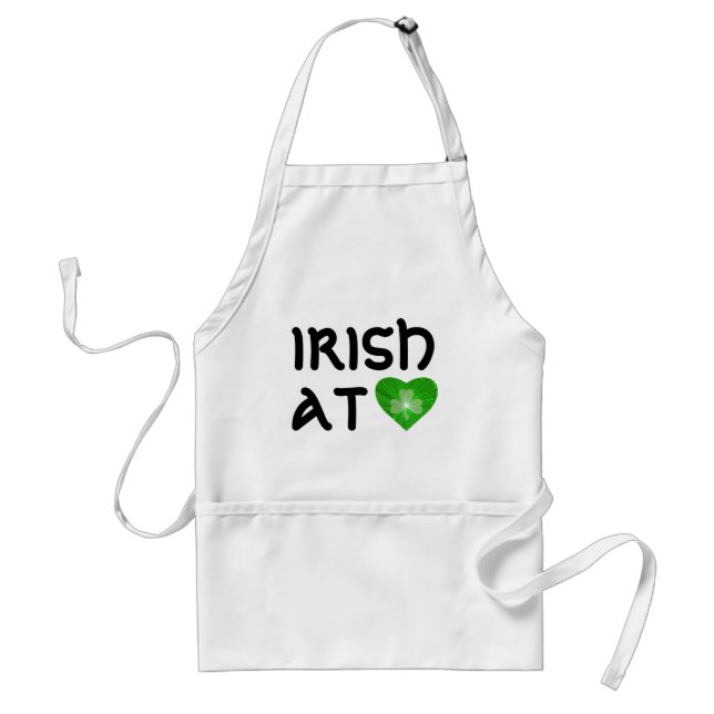 Avental Shamrock Heart "Irish at Heart" texto em preto (Frente)