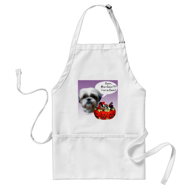 Avental Shih Tzu (natural) Halloween Candy (Frente)