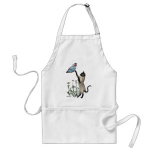 Avental Siamês Cat Butterfly Daisies Apron