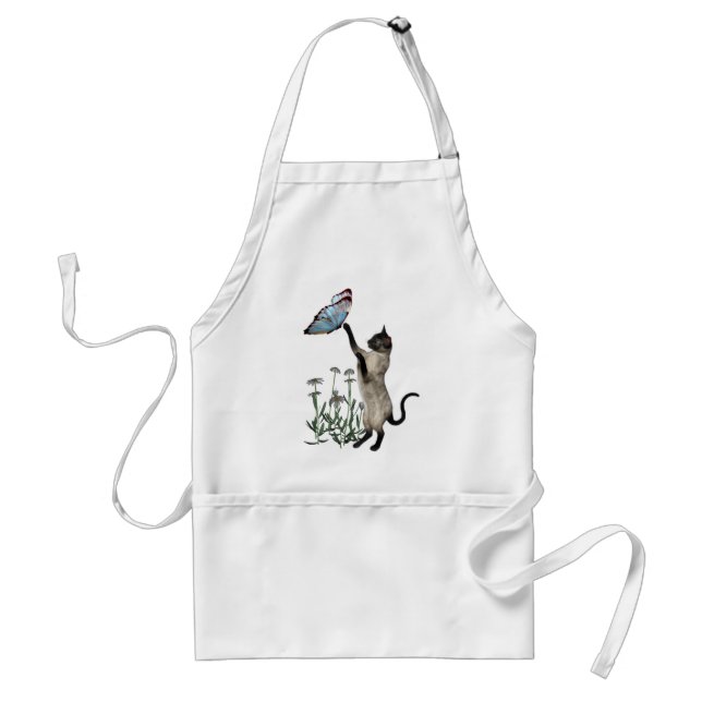 Avental Siamês Cat Butterfly Daisies Apron (Frente)