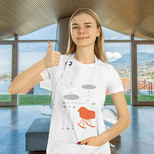 Avental Silhouette de padrão da Cinza do século médio