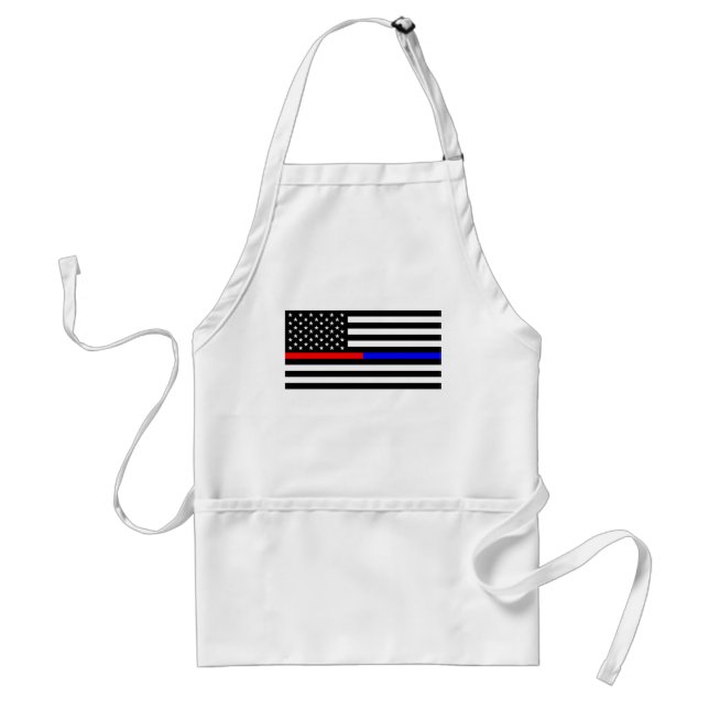 Avental símbolo azul vermelho-fino da polícia bombeiros sí (Frente)