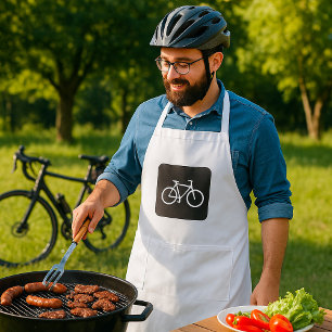 Avental Símbolo de Bicicleta Minimalista Preto e Branco