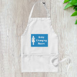 Avental Sinal de Sala de Mudança de Bebê com Pai e Criança<br><div class="desc">Mantenha suas roupas limpas e seu espírito de parentalidade visível com este avental "Sala de Mudança de Bebê". Com um design azul arrojado e um símbolo claro de pai e bebê, este avental é ideal para cozinhar, artesanato ou trabalho em ambientes de acolhimento de crianças. Perfeito para pais, funcionarios de...</div>