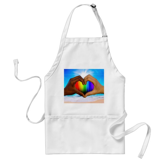 Avental SlipperyJoe gradiente de arco-íris vibrante coraçã (Frente)