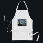 Avental Starry Night por van Gogh<br><div class="desc">Van Gogh era obcecado pelo simbolismo de objetos luminosos e de cor. A lâmpada era um símbolo de calma e segurança. A estrela simbolizou a fé, e a luz gasosa, as realidades humanas. O azul ultramarino profundo era infinito, enquanto o vermelho e o verde expressavam "essas coisas terríveis, as paixões...</div>
