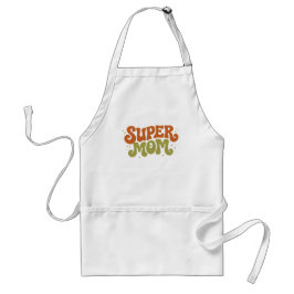 Avental SUPER MÃE Tipografia Divertida e Retro Groovy